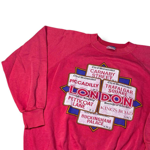Vintage 80s/90s London Street Signs Crewneck Sweatshirt Made in Portugal Sz L - Picture 4 of 8
